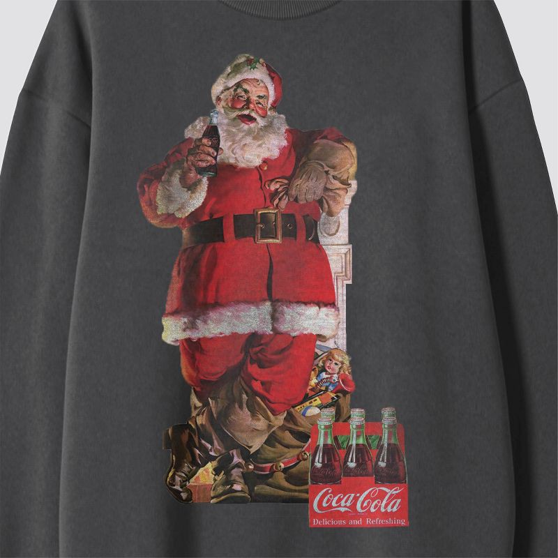 slide 2 of 3, Men's Coca-Cola Santa Crewneck Graphic Sweatshirt - Dark Gray M, 1 ct