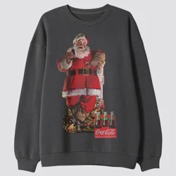 Men's Coca-Cola Santa Crewneck Graphic Sweatshirt - Dark Gray XXL