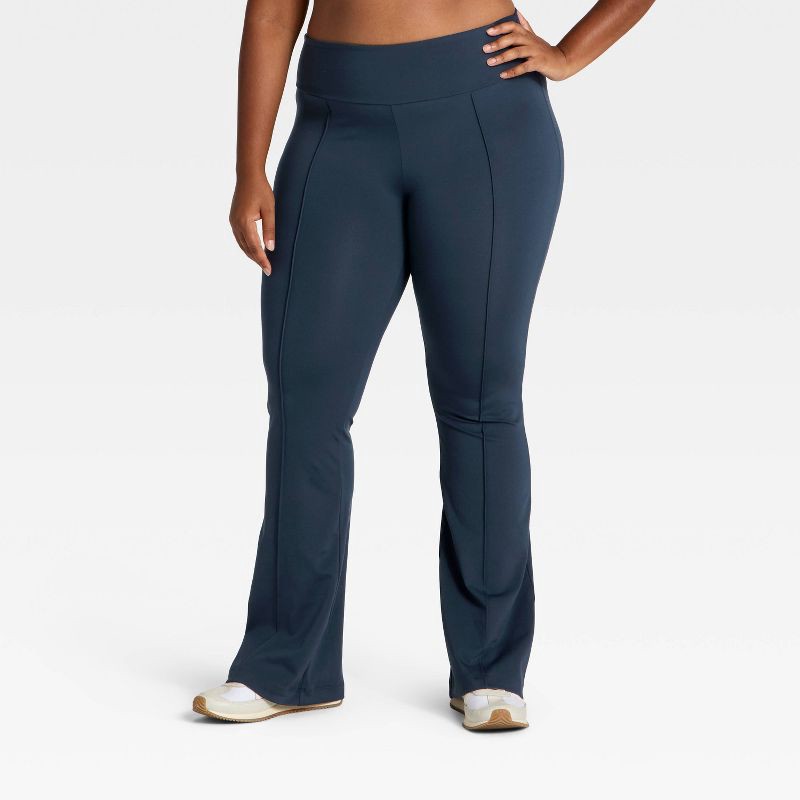 slide 4 of 5, Women's High-Rise Fleece Lined Winter Flare Leggings - All In Motion™ Navy Blue S, 1 ct