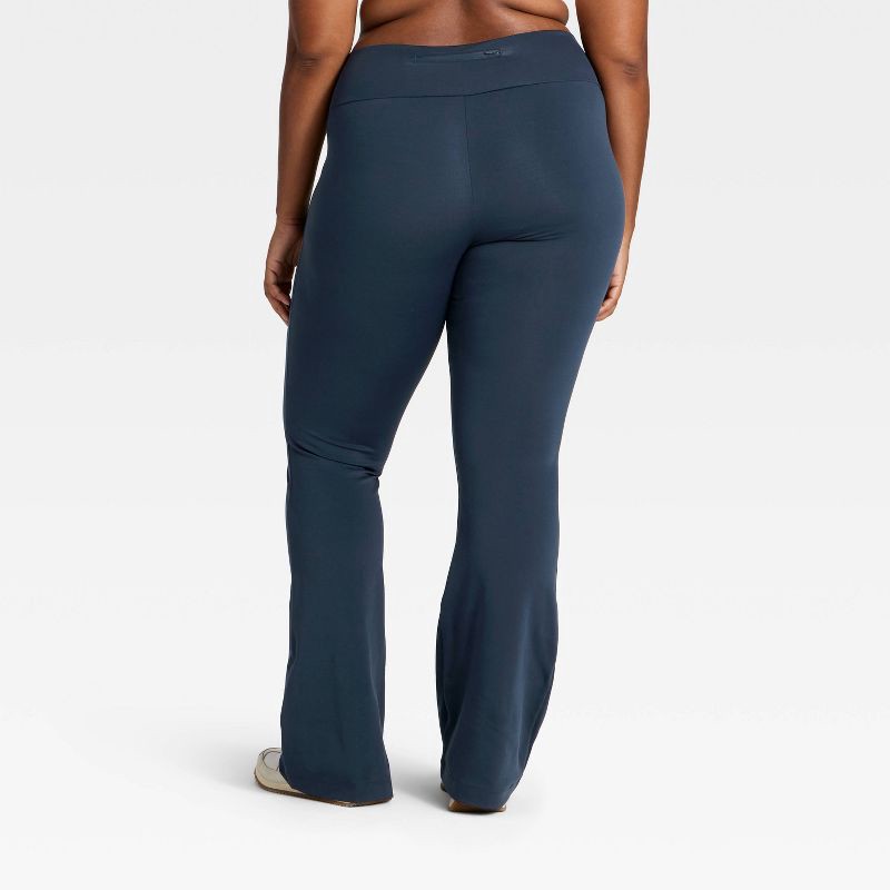 slide 5 of 5, Women's High-Rise Fleece Lined Winter Flare Leggings - All In Motion™ Navy Blue S, 1 ct