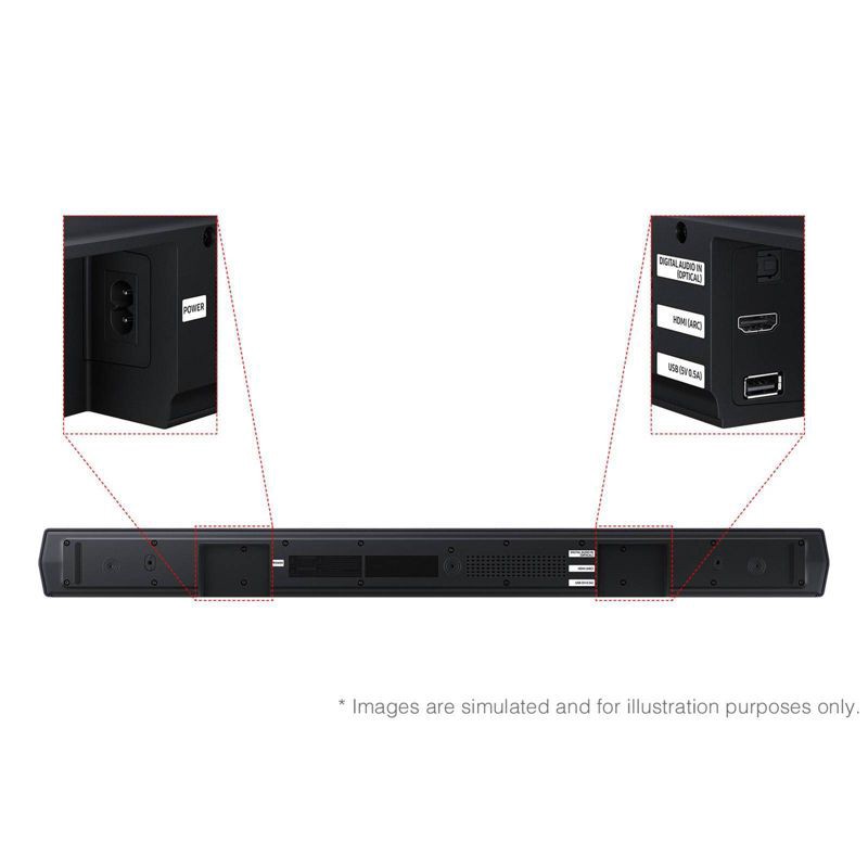 slide 5 of 11, Samsung 2.1Ch DTS Virtual:X Soundbar with Subwoofer (HW-B53WF): HDMI ARC, Bluetooth, Wall Mountable, 1 ct