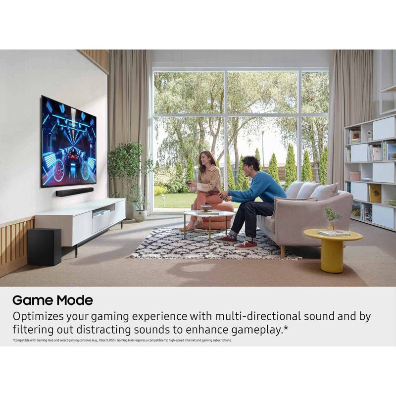 slide 10 of 11, Samsung 2.1Ch DTS Virtual:X Soundbar with Subwoofer (HW-B53WF): HDMI ARC, Bluetooth, Wall Mountable, 1 ct