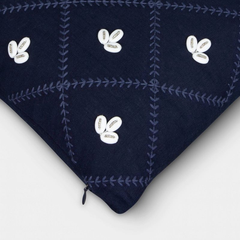 slide 5 of 5, Threshold designed w/Studio McGee Embellished Shell Navy Lumbar Pillow - Threshold™ designed with Studio McGee, 1 ct