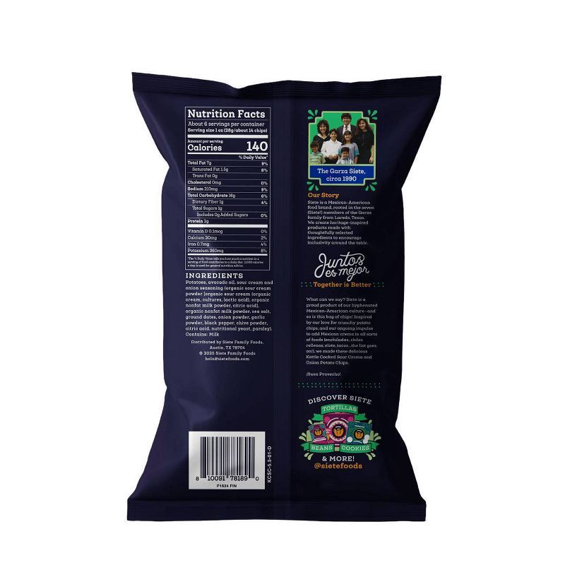 slide 2 of 4, Siete Sour Cream and Onion Kettle Chips - 5.5oz, 5.5 oz