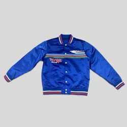 Men's Stranger Things WSQK Satin Bomber Jacket - Blue S