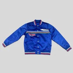 Men's Stranger Things WSQK Satin Bomber Jacket - Blue XL