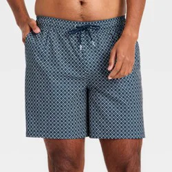Men's 7'' Swim Trunks with Boxer Brief Liner - Goodfellow & Co™ Navy Geo XL