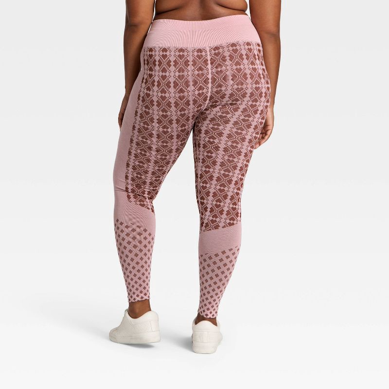 slide 5 of 5, Women's Seamless High-Rise Printed Leggings - All In Motion™ Maroon/Light Pink XS, 1 ct