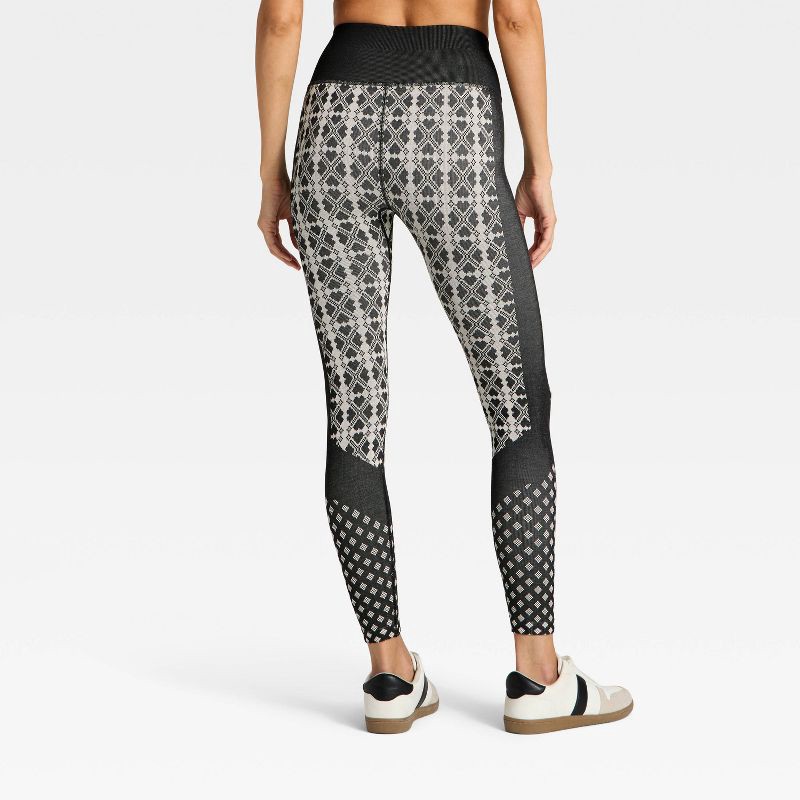 slide 2 of 5, Women's Seamless High-Rise Printed Leggings - All In Motion™ Black/Cream S, 1 ct