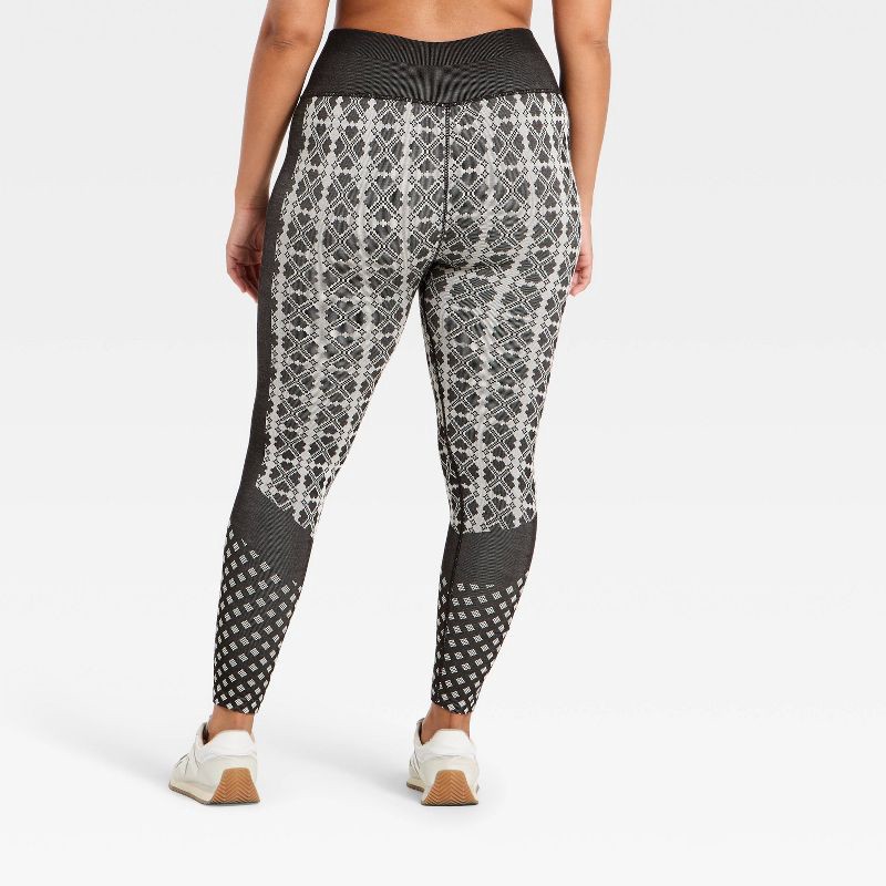 slide 5 of 5, Women's Seamless High-Rise Printed Leggings - All In Motion™ Black/Cream S, 1 ct