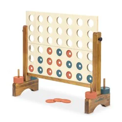 Eastpoint 10.63'' x 3.35'' Wood 4 in a Row Game with Storage Bag Large Wooden 2 Player Indoor & Outdoor Strategy Target Toss