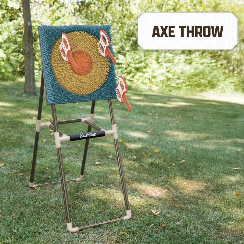 slide 3 of 6, EastPoint 2 in 1 Outdoor Game Set – Axe Throw Target Game with 3 Safety Axes and Lawn Darts with Stakes,Backyard & Tailgate Play, 1 ct
