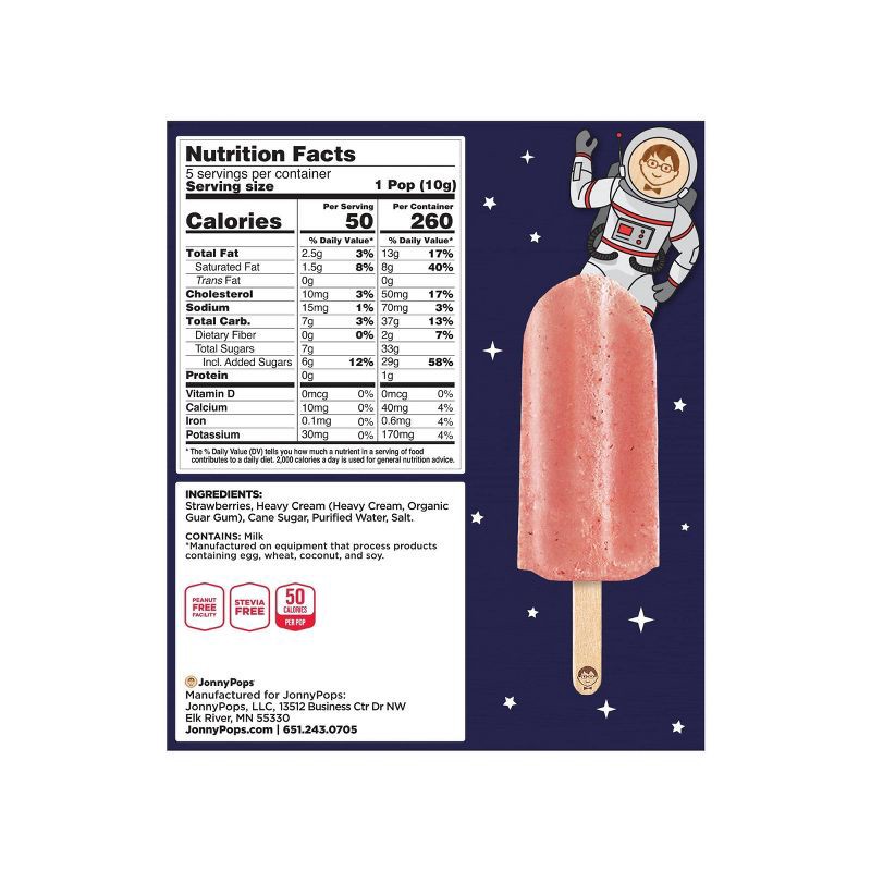 slide 2 of 8, JonnyPops Freeze Dried Strawberry Cream Mini Pops - 50g/5ct, 50 gram, 5 ct