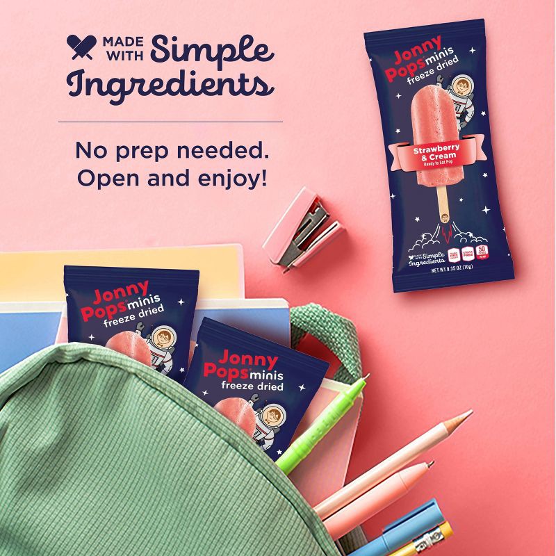 slide 4 of 8, JonnyPops Freeze Dried Strawberry Cream Mini Pops - 50g/5ct, 50 gram, 5 ct