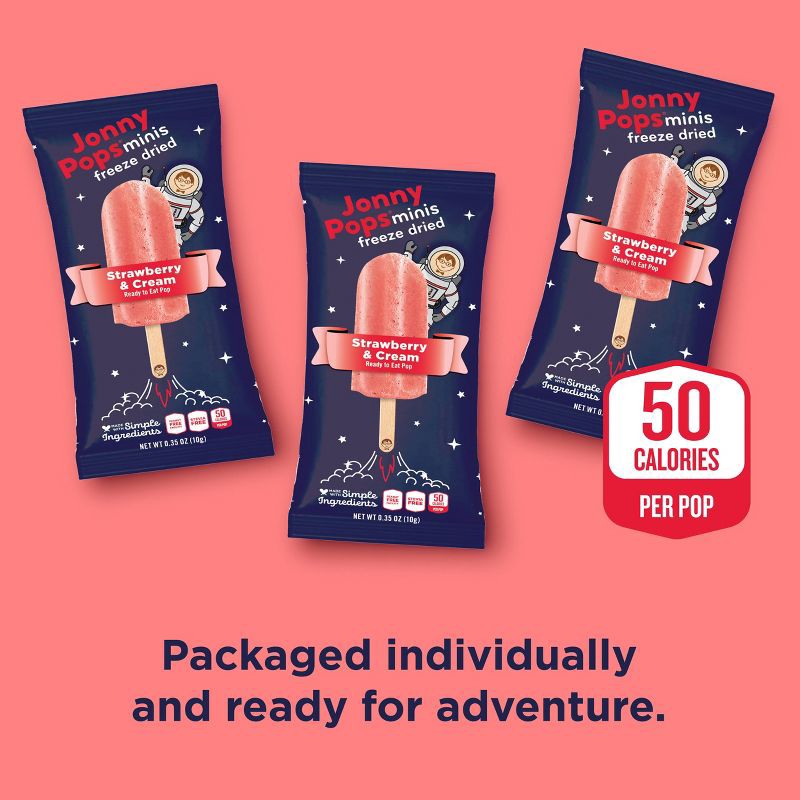 slide 6 of 8, JonnyPops Freeze Dried Strawberry Cream Mini Pops - 50g/5ct, 50 gram, 5 ct