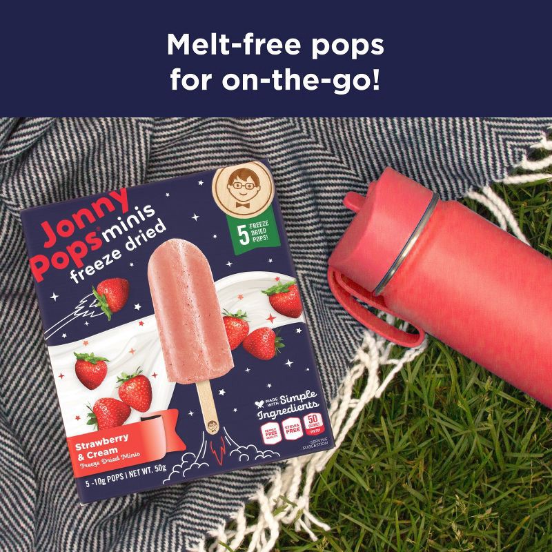 slide 7 of 8, JonnyPops Freeze Dried Strawberry Cream Mini Pops - 50g/5ct, 50 gram, 5 ct