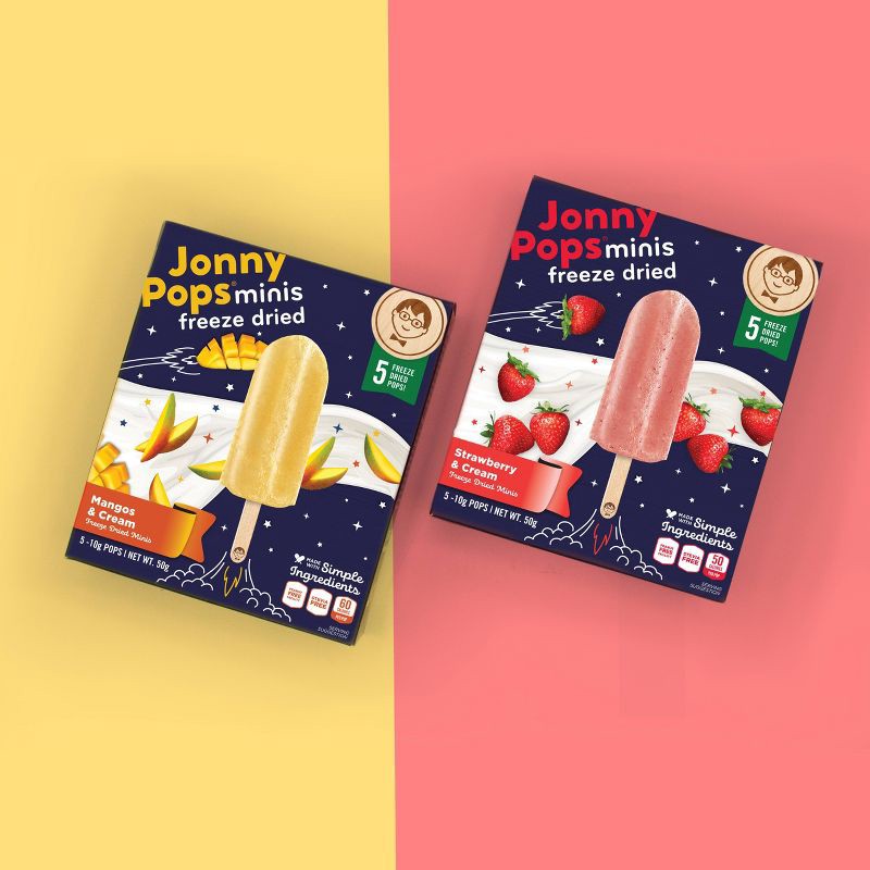 slide 8 of 8, JonnyPops Freeze Dried Strawberry Cream Mini Pops - 50g/5ct, 50 gram, 5 ct