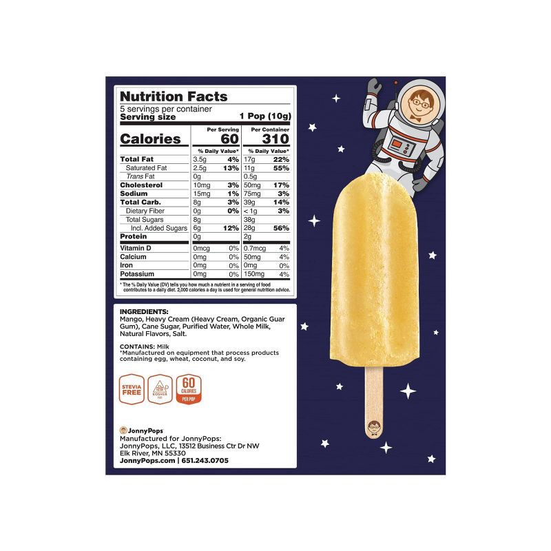 slide 2 of 8, JonnyPops Freeze Dried Mango Cream Mini Pops - 50g/5ct, 50 gram, 5 ct