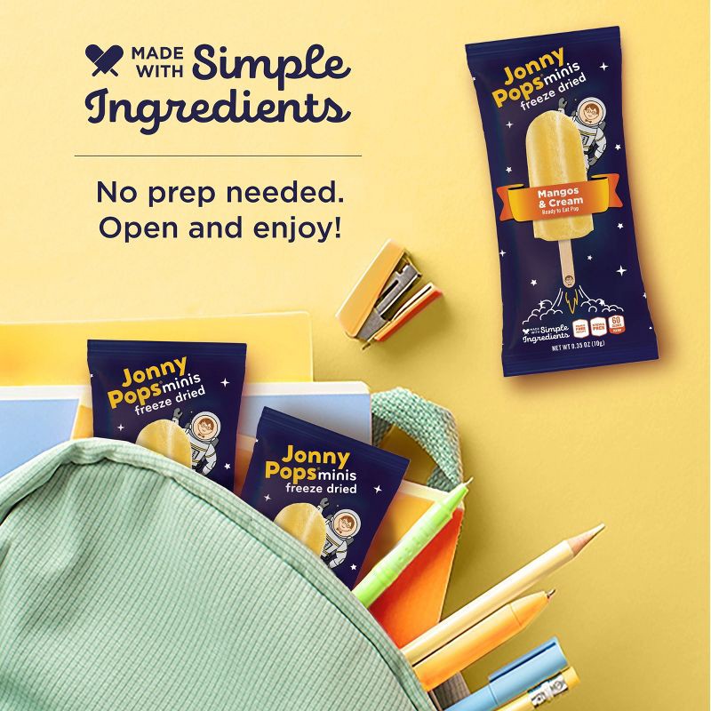 slide 4 of 8, JonnyPops Freeze Dried Mango Cream Mini Pops - 50g/5ct, 50 gram, 5 ct