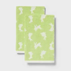 2pk Easter Bunny Hand Towel Set Green - Room Essentials™