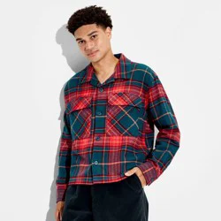 Men's Checked Cropped Flannel Camp Shirt - Original Use™ Red L