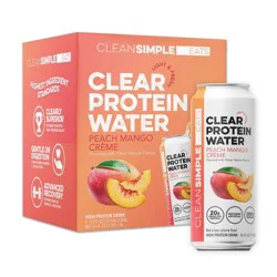 Clean Simple Eats Clear 20g Protein Water Peach Mango Creme - 4pk/16 fl oz Cans