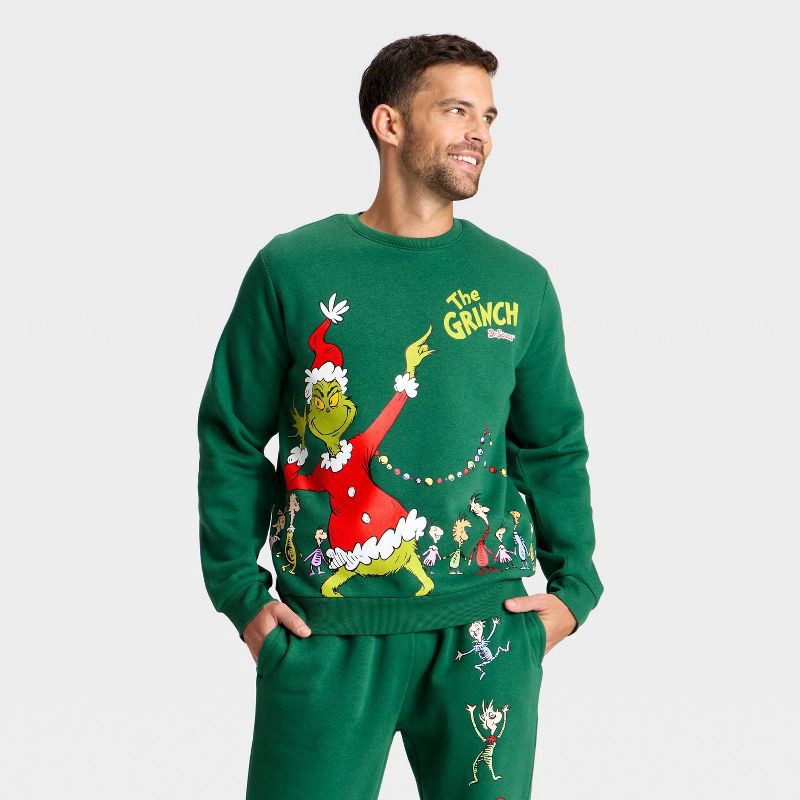 slide 4 of 5, Adult The Grinch Graphic Sweatshirt - Green S, 1 ct