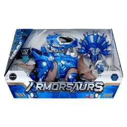 Armorsaurs Armor-Up Dinosaur Cobalt Figure with 7 Removable Armor Pieces Tail-Triggered Chomp Pilot Pod Compatible