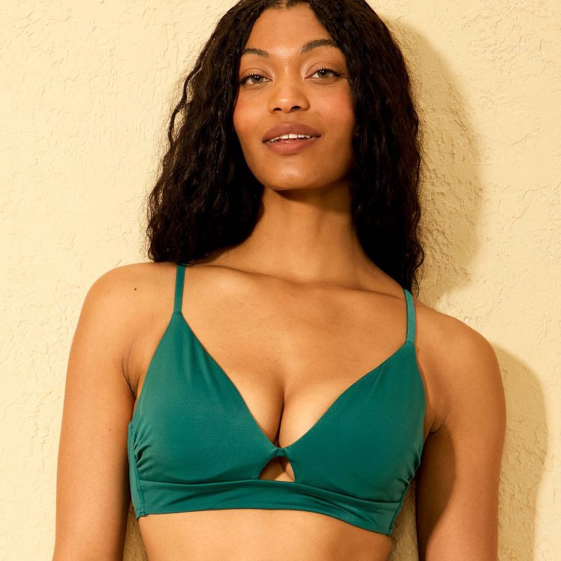 slide 3 of 5, Women's Keyhole Underwire Bikini Top - Shade & Shore™ Green 32B, 1 ct