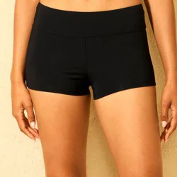 Women's Mid-Rise Tummy Control Swim Short - Shade & Shore™ Black XL