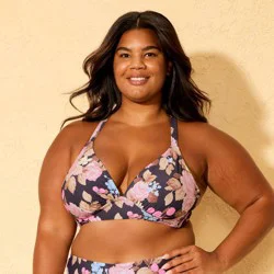 Women's Floral Print Longline Triangle Bikini Top - Shade & Shore™ Multi 2X