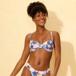 Women's Floral Print Shirred Balconette Underwire Bikini Top - Shade & Shore™ Multi 32B