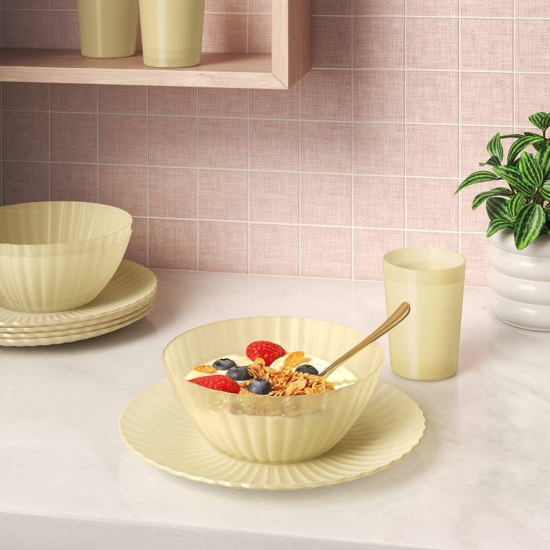 slide 2 of 3, 0.78" PolyPro Fluted Transparent Dinner Plate Yellow - Room Essentials™, 1 ct