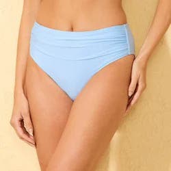 Women's Shirred Waistband Medium Coverage Bikini Bottom - Shade & Shore™ Blue S