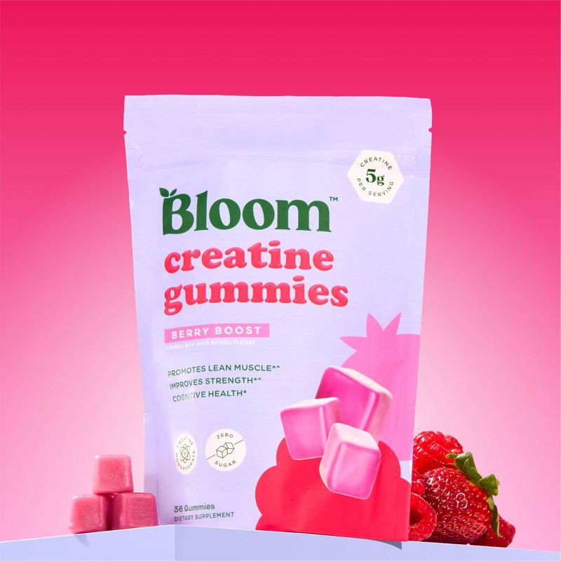 slide 2 of 8, BLOOM NUTRITION Creatine Monohydrate Gummies - Berry Boost - 36ct/12 Servings, 12 ct