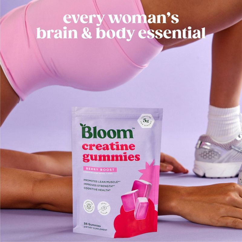 slide 7 of 8, BLOOM NUTRITION Creatine Monohydrate Gummies - Berry Boost - 36ct/12 Servings, 12 ct