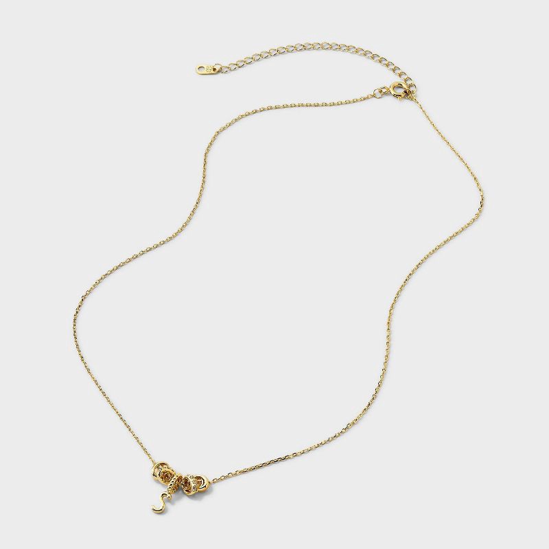 slide 4 of 4, 14K Gold Dipped Cubic Zirconia Rondelle S Initial Necklace - A New Day™ Gold, 1 ct
