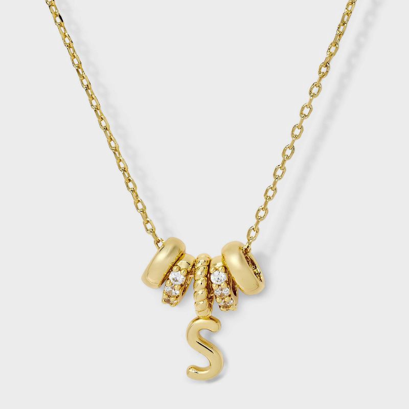 slide 2 of 4, 14K Gold Dipped Cubic Zirconia Rondelle S Initial Necklace - A New Day™ Gold, 1 ct