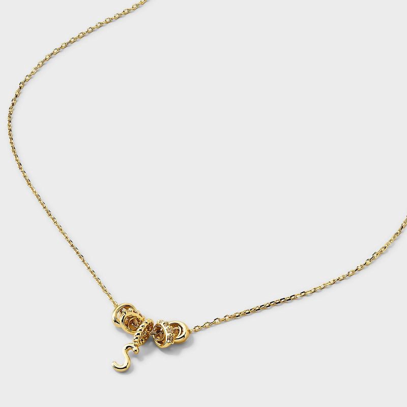slide 3 of 4, 14K Gold Dipped Cubic Zirconia Rondelle S Initial Necklace - A New Day™ Gold, 1 ct