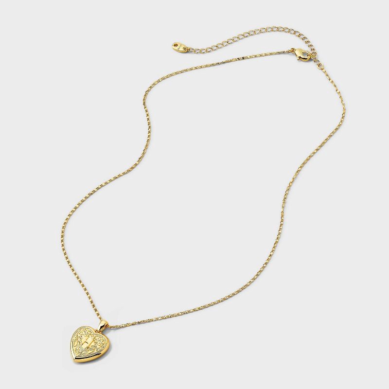 slide 4 of 4, 14K Gold Dipped Heart Charm H Initial Necklace - A New Day™ Gold, 1 ct