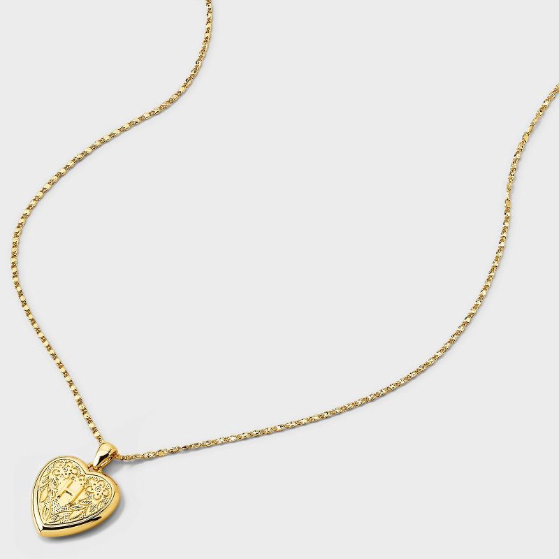 slide 3 of 4, 14K Gold Dipped Heart Charm H Initial Necklace - A New Day™ Gold, 1 ct