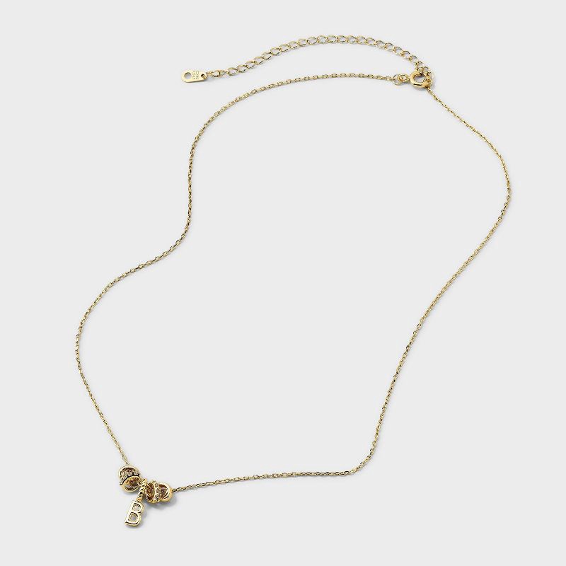 slide 4 of 4, 14K Gold Dipped Cubic Zirconia Rondelle B Initial Necklace - A New Day™ Gold, 1 ct