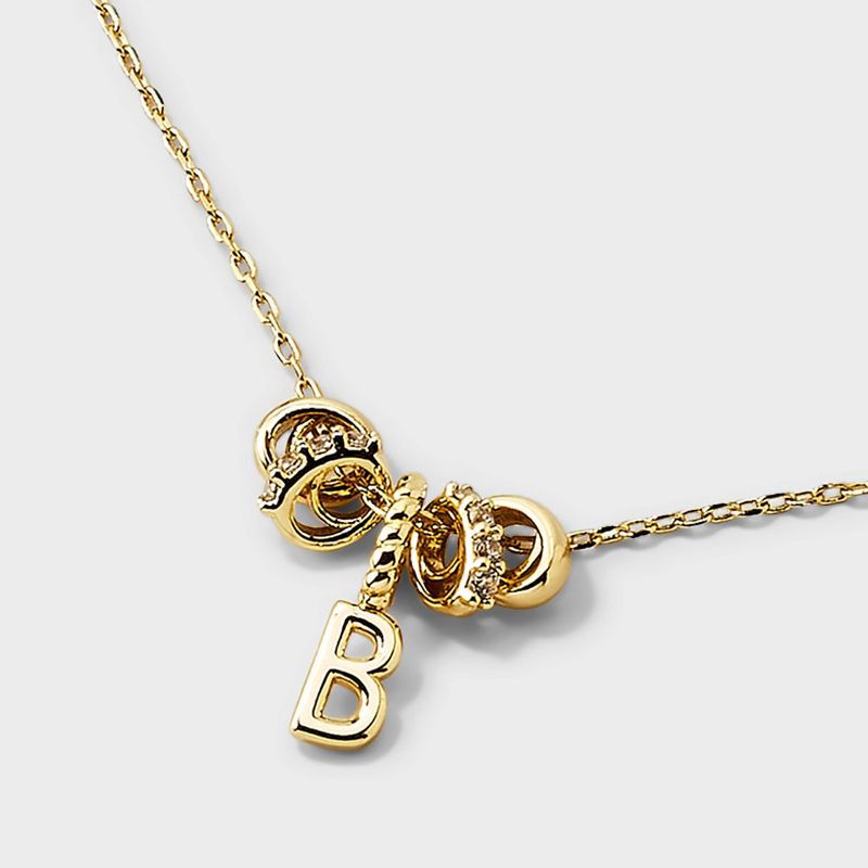 slide 3 of 4, 14K Gold Dipped Cubic Zirconia Rondelle B Initial Necklace - A New Day™ Gold, 1 ct