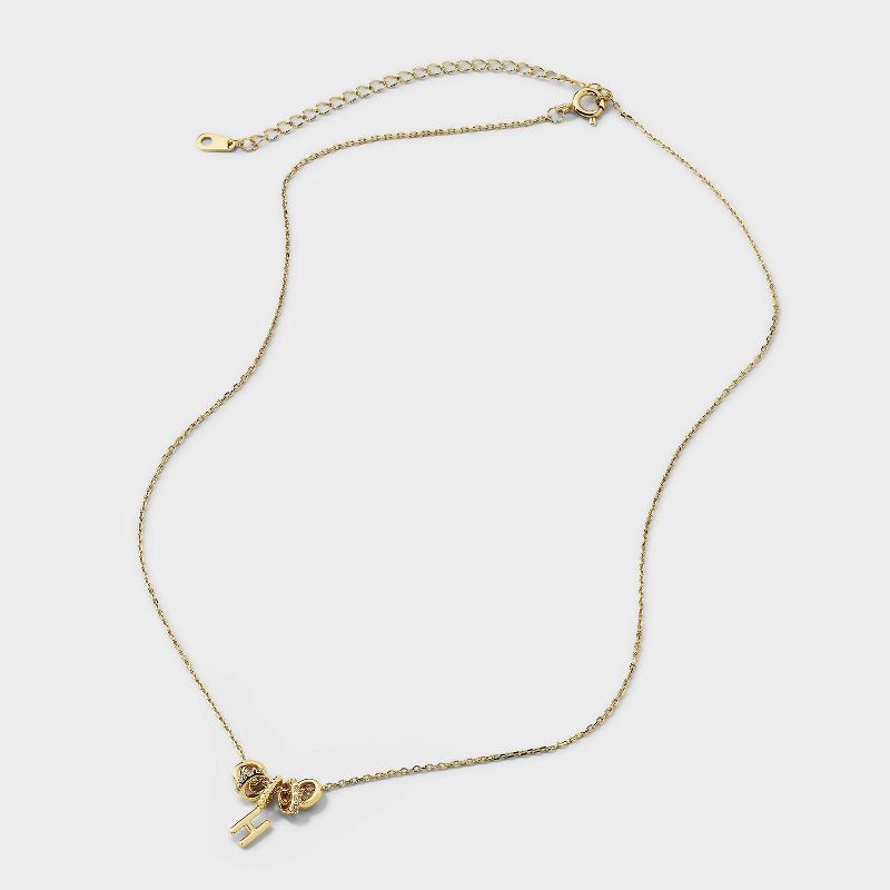 slide 4 of 4, 14K Gold Dipped Cubic Zirconia Rondelle H Initial Necklace - A New Day™ Gold, 1 ct