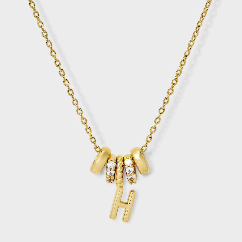 slide 2 of 4, 14K Gold Dipped Cubic Zirconia Rondelle H Initial Necklace - A New Day™ Gold, 1 ct