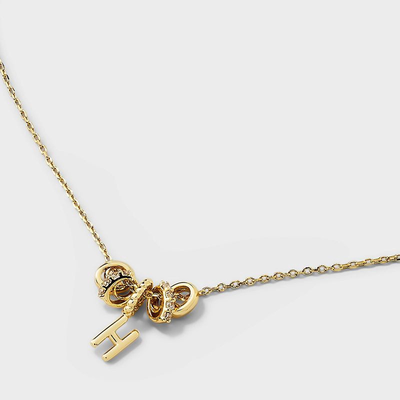 slide 3 of 4, 14K Gold Dipped Cubic Zirconia Rondelle H Initial Necklace - A New Day™ Gold, 1 ct