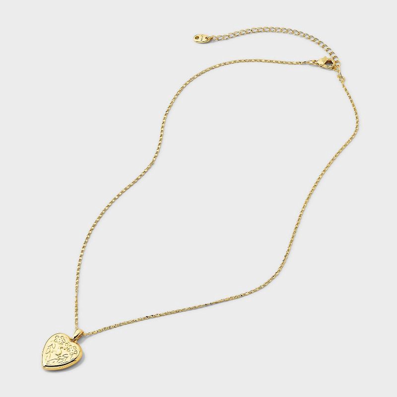 slide 4 of 4, 14K Gold Dipped Heart Charm S Initial Necklace - A New Day™ Gold, 1 ct