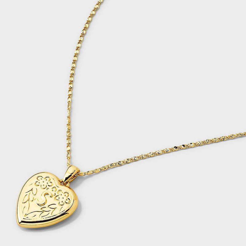 slide 3 of 4, 14K Gold Dipped Heart Charm S Initial Necklace - A New Day™ Gold, 1 ct