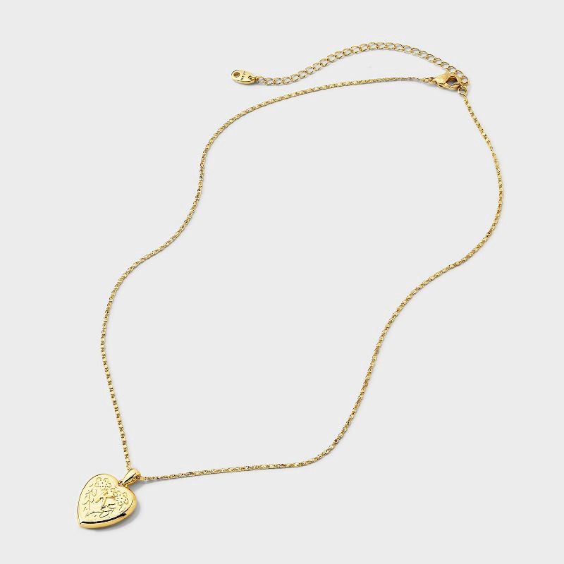 slide 4 of 4, 14K Gold Dipped Heart Charm K Initial Necklace - A New Day™ Gold, 1 ct