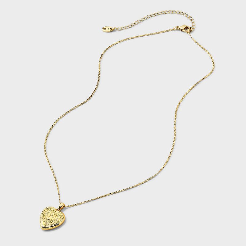 slide 4 of 4, 14K Gold Dipped Heart Charm C Initial Necklace - A New Day™ Gold, 1 ct